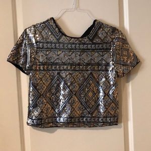 Gold silver sequin top